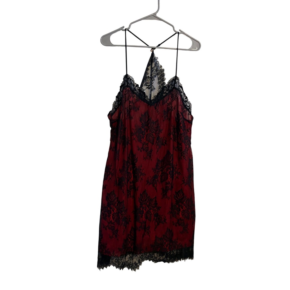 Lise Charmel Ecrin Desir Nightgown Lace Red Black Eyelash Trim Lingerie Chemise - Picture 3 of 11